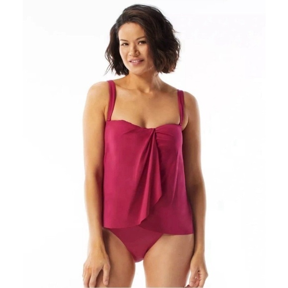 Coco Contours Clarity Bandeau Bra Sized Tankini Top Keepsake DEEP FUSCHIA,10/34D - Picture 4 of 15